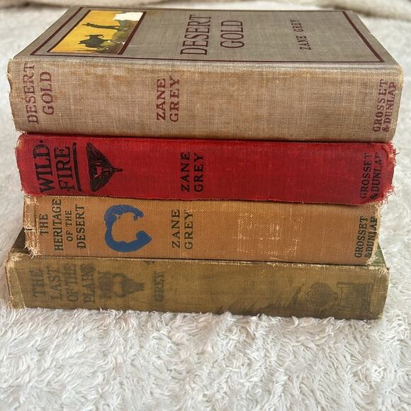 Vtg Zane Grey Lot 4 novels The Last of The Plainsmen First Edition 1908 outing - Picture 8 of 11